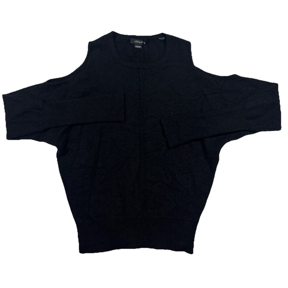 Christopher Fischer 100% Cashmere Cold Shoulder Cutout Sweater, Black Women's M